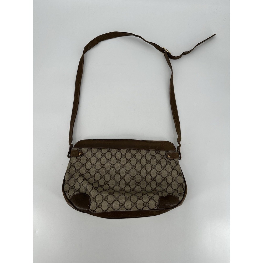 Vintage GUCCI Brown GG PVC Canvas and Leather Crossbody Shoulder Bag 001 25 0251 - Picture 6 of 16